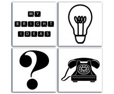 D.I.Y with Toga Lot de 4 stickers ardoise, Noir, 10 x 13 x 0.2 cm