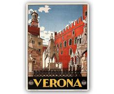 Legendarte Affiche Publicitaire Vintage Verona cm. 30x40 - Impression sur MÃ©tal