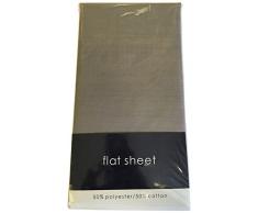 Rapport Facile dentretien Infroissable Drap Plat, Coton Polyester, Gris, Double