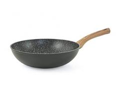 Galileo Casa 2192511 Wok 30 forgÃ© noir rugueux INT. Marbre m/bois, aluminium