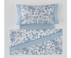 ESTELA ES-Tela â Set de draps imprimées Erica Couleur Bleu (3 pièces) â Lit de 150 cm â 50% coton/50% Polyester â 144 Fils