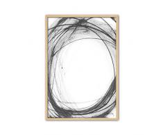 CUADRIMAN Abstrait Tableau Encre IV, Bois, Blanc et Noir, 92Â x 62Â cm
