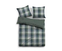 TOM TAILOR 0009925 Parure de lit en Flanelle avec taie doreiller en Coton et 1 Housse de Couette 155 x 200 cm et 1 taie doreiller 80 x 80 cm Vert Hiver