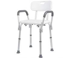 Bakaji Tabouret de Douche avec Dossier et accoudoirs Amovibles, HDPE + Plastique + Aluminium, Multicolore, Moyen