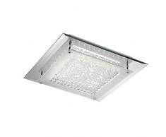 ONLI - Plafonnier moderne LED intégré 18W 4000K. Base miroir et cristaux, 34 x 34 cm