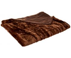 Plaid LOUP - Fourrure chaud et doux - 100% POLYESTER - OURSON - Choco R4 - 125 x 150