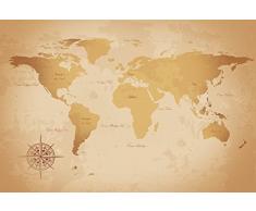 Scenolia Papier Peint IntissÃ© Carte du Monde XXL 4 x 2,70m - DÃ©coration Murale Effet Trompe lâOeil - RevÃªtement Panoramique Tapisserie Poster Vintage et Retro - Pose Facile et QualitÃ© HD