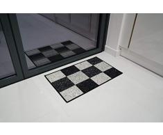 Serdim Rugs Tapis de Cuisine et de Style Grecque Lavable en Machine, Triangulaire, Motif Losange, pour Salon, Cuisine, Tapis antidérapant (Noir Gris, 120 x 160 cm), Carré Noir, 67x120cm (22x311)