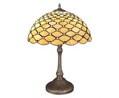 World Art TWGA16028-2 Lampe de Table avec Pierres, Verre, E27, 60 W, Multicolore, H61 x Ã41 cm
