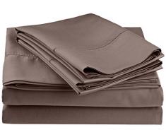 Impressions Superior - Ensemble de Drap de lit, 198 x 203 cm, Doux, rÃ©sistant aux froissements, Ã Coins Profonds, 600 Fils par Pouce carrÃ©, Coton mÃ©langÃ©, Gris 4 piÃ¨ces