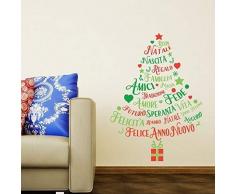 Wallflexi NoÃ«l dÃ©corations muraux Autocollants de Mur Citations Italian Arbre de NoÃ«l Autocollant sÃ©jour Enfants Ã©cole Maternelle Restaurant Hotel Home Office dÃ©cor, Multicolore