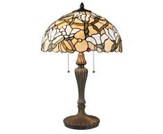 Lumilamp 5LL-5923 Tiffany Lampe de Table décorative en Verre Multicolore à 40 x 60 cm E27 Max 2 x 60 W
