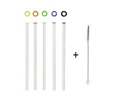 KOCH Paille en verre, droite, couleurs assorties, avec pinceau, Lot de 5