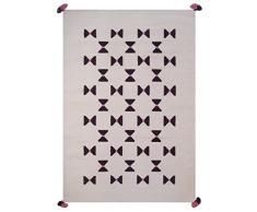 Art pour Enfant 140 x 200 cm Tapis tissé à la Main 100% Laine Vierge Noeud Papillon, Beige