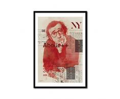 Cuadriman Design Tableau Woody Allen, Bois, Chaudron et Gris, 92Â x 62Â cm