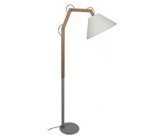 Tosel 95163 Lampadaire - Freki Tôle et Tube Acier, Bois hêtre, Abat-Jour Coton, E27, 60 W, Naturel