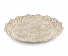 Villa dEste Home Tivoli Wood Plat Rond, Bois, Blanc, 44Â cm