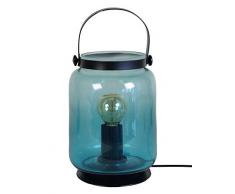 Tosel 64447 Photophore petit, Tôle Acier/Peinture Ãpoxy/Verre Soufflé, Noir/Pétrole, 120 x 250 mm