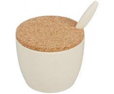 Une domo Pv-bam-6228Â Point-Virgule Sucrier et cuillÃ¨re en liÃ¨ge Couvercle Ã 7.8Â cm H 6Â cm, fibre de bambou, Blanc cassÃ©