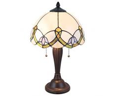 Lumilamp 5LL-5918 Art Deco Tiffany Lampe de Table en Verre coloré Style Tiffany à 30 x 50 cm/E27/max 2 x 40 W