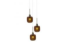 SP Light and Design Diva Suspension triple Structure dorée Verre ambre Lampe à suspension 4 W