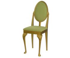 High Street Design Or Lot de 4 chaises de salle à manger avec pieds Queen Anne et coussins de tissu Vert