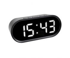 TFA-Dostmann Réveil numérique à LED avec Bandes Lumineuses et température intérieure réglable en Plastique Noir 150 x 50 x 65 mm