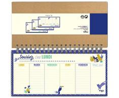 Toga Jungle Vibes Semainier perpetuel, Papier, Bleu et Jaune, 27 x 13 cm