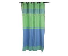Fouta FutÃ©e 01FFRTANGT3-210-VERBLEU Tanger Rideau prÃªt-Ã -Poser avec Anneaux Coton Multicolore 140 x 240 cm
