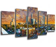 Tableau Moderne Photographique, Impression sur bois, Paysage City Charlotte, Gratte-ciel, 165 x 62 cm, ref. 26197