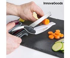Innovagoods IG812881 Couteau ciseaux avec mini planche Ã dÃ©couper intÃ©grÃ©e, Noir/gris