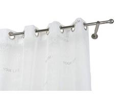 Tringle à Rideaux: à 20 mm sans Anneaux, L. 220 cm. en Acier satiné, avec de Longues Supports â Complet