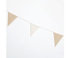 Mopec A141.13 Guirlande Drapeau Tissu 12 x 16 cm Ivoire et Beige Topos 180 cm Taille Unique