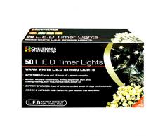 The Benross Christmas Workshop Guirlande lumineuse 50 LED avec minuterie Fonctionnement à piles Transparent