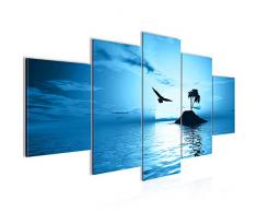 Tableau decoration murale Palmiers au coucher du soleil 200 x 100 cm - XXL Impression sur Toile Salon Appartment 5 Parties - prÃªt Ã accrocher - 601151b