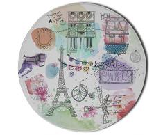 Stilia Tapis de Chambre Rond Motif Paris Multicolore 78 cm