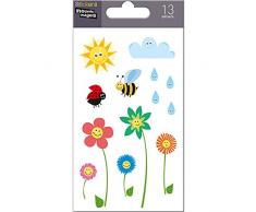 NOUVELLES IMAGES 75007874 Fleurs Ensemble DE 13 Mini Stickers Finition MatiÃ¨re Papier Multicolore 14.49 x 7.8 x 0.1 cm