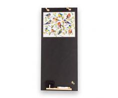 Tableaux noirs britannique Oiseaux Emma Ball Haut mince Tableau noir/tableau noir/tableau Memo de cuisine avec corde, plateau et craie. Les cabines Design Range, bois, noir, 60Â x 26.5Â x 1Â cm