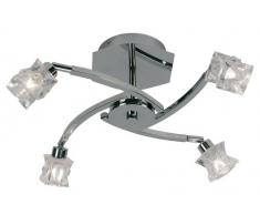 Oaks Lighting Kane Plafonnier avec abat-jours en verre transparent Chrome poli