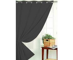 HomeMaison Rideau Occultant Non Feu M1, Polyester, Anthracite, 260x140 cm