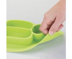 InterDesign IDjr assiette bébé, set de table enfant antidérapant en silicone, assiette ventouse avec motif de singe, vert citron