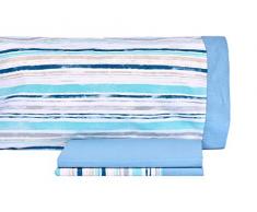 MI CASA JGO.SAB AZ Lot de 3 draps, 50% Coton, 50% Polyester, Bleu, lit de 105 cm