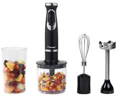 Bestron Set mixeur plongeant/hachoir universel et fouet Hachoir Electrique, Kitchen Heroes, 500 W, Noir/Acier