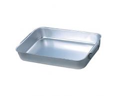 Pentole Agnelli - Plat à rôti rectangulaire à Angles Droits avec 2 poignées coudées, Aluminium, argenté 40x28x8 cm Argent