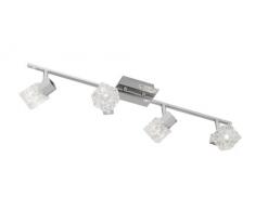 Oaks Lighting-Danae 4 Plafonnier Chrome poli avec abat-jours en verre Transparent