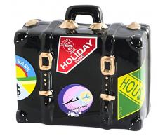 Home Suitcase Tirelire, cÃ©ramique, Noir, 15Â x 7Â x 14Â cm