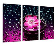 Tableau Moderne Photographique, Impression sur bois, Pétales de fleurs, plantes aquatiques, 97 x 62 cm, ref. 26284