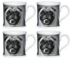 Kitchencraft Porcelaine Rayures Verticales en Forme de Chope Mug, Multi/Couleur (Lot de 4), Porcelaine, Multi/Colour, 12.9 x 9.3000000000000007 x 9.3000000000000007 cm