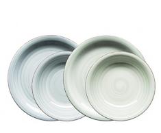 MÃSER Domestic by, Série Bel Tempo, handbemaltes Céramique Service de Table 8 pièces, pour 2 Personnes, dans la Couleur Gris