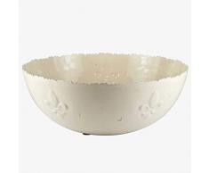 Better & Best Ondas Flor Saladier en mÃ©tal Ã©maillÃ© rond de 32 cm avec bord dentelÃ©, dÃ©corÃ© de fleurs de lys, blanc, dimensions 32 x 32 x 14 cm